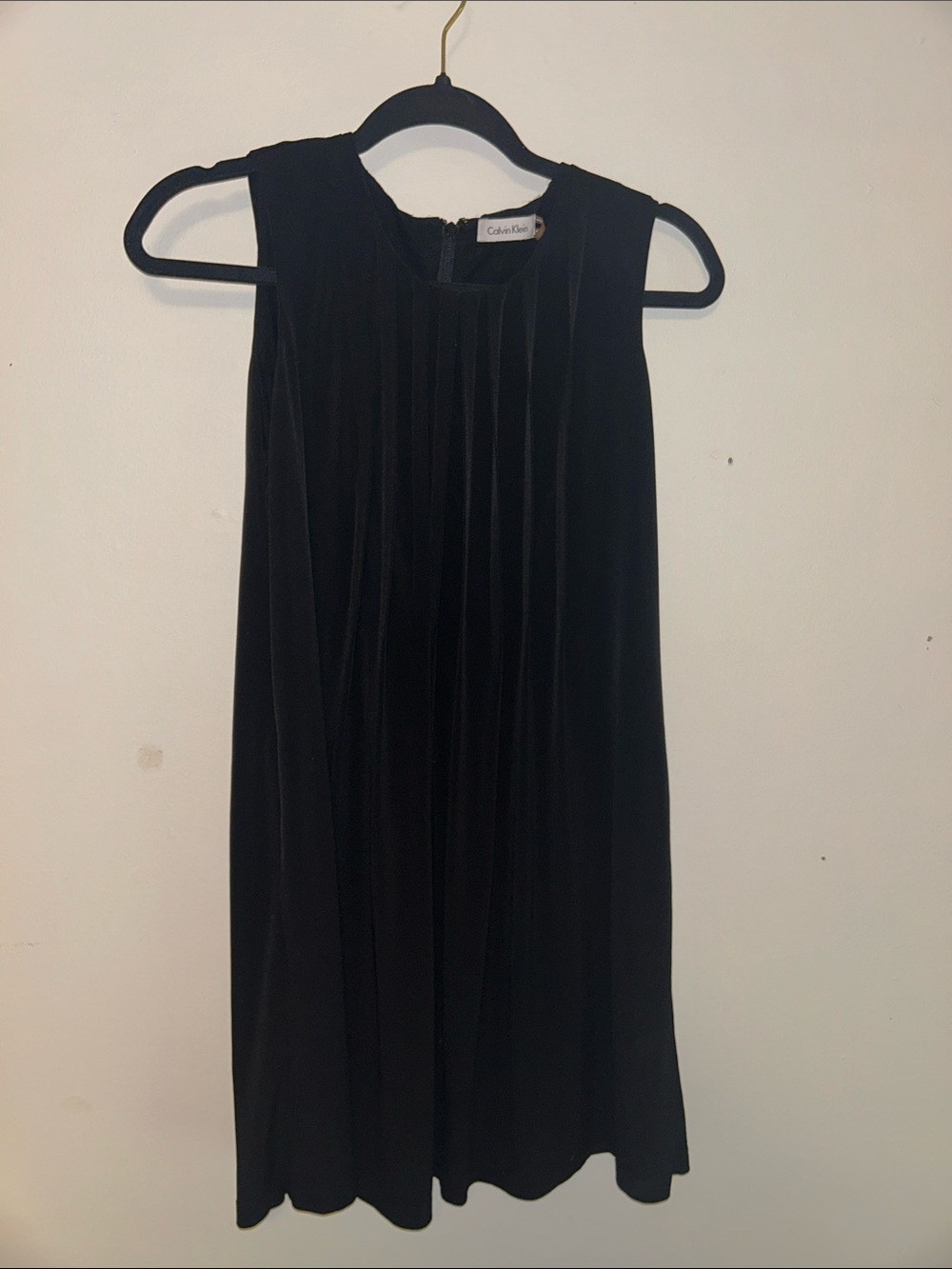 Calvin Klein Black Pleated Sleeveless Mini Dress